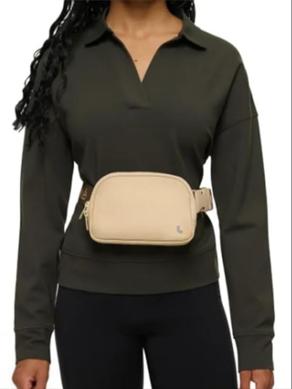 Lolë Unisex Belt Bag In Beige With Zip And Buckle Closure